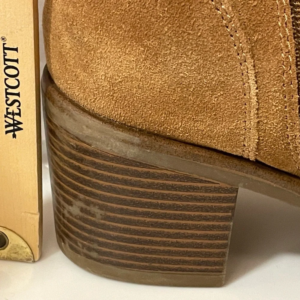 Genuine Suede Leather Ankle Boots Booties Lace/Zip Up Rubber Sole Camel/Tan